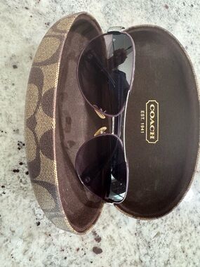 Coach Aviator Sunglasses in Purple Tint with Brown Signature Case